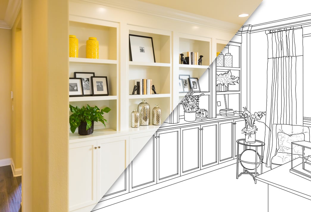 Custom Built-in Shelves and Cabinets Design Drawing